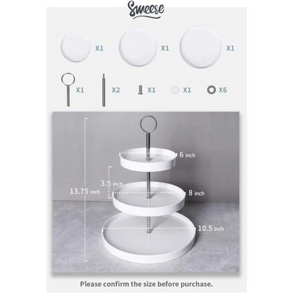 3-Tier Porcelain Cupcake Stand, Tiered Dessert Stand, Cake Stand-White Porcelain - Picture 2 of 7